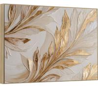 KNOR WALL ART Tableau 70X100 cm dans un cadre profond Élégance des feuilles dorées