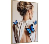 KNOR WALL ART Tableau 70X100 cm dans un cadre profond -Papillons bleus-.