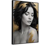 KNOR WALL ART Tableau 70X100 cm dans un cadre profond sur toile -Golden Embrace-.