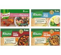 Knorr Bouillon (4 pièces) | poisson | fruits de mer | viande | poulet | paquet de 4 avec 8 cubes