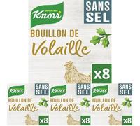 Knorr - Bouillon de Volaille sans Sel - Riche en Goût - sans Colorant - 8 Tablettes (Lot de 4)