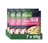 Knorr Soupe Déshydratée Thaï Nouilles Champignons Pousses de Soja, repas rapide, 69g