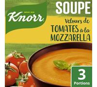 KNORR - Soupe Gourmande aux Tomates et Mozzarella, Saveur Basilic Frais, Sachet 96g - Le Lot De 4