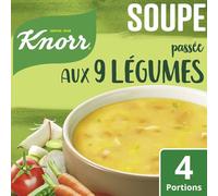 KNORR - Soupe Passée aux 9 Légumes Riche en Saveurs Naturelles, Texture Onctueuse (Sachet 105g) - Le Lot De 4