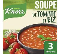 KNORR - Soupe Tomate et Riz Instantanée, Saveur Gourmande et Réconfortante (3 Portions) - lot de 4 - Vendu par Lot