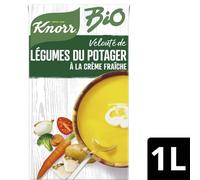 KNORR - Soupe Veloutée Bio aux Légumes du Potager, Onctuosité à la Crème Fraîche (Brique 1L) - Le Lot De 3