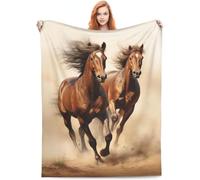 KnorRs Cheval - Couverture polaire en flanelle - Design 3D - Couverture de canapé ou plaid - Pour femme, mère et adulte - T5,150 x 200 cm