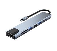 Knoruley 1 Pièce Hub USB C Type C vers Adaptateur Compatible 4K avec Ethernet RJ45 SD/TF USB-C Data PD Fast Charge