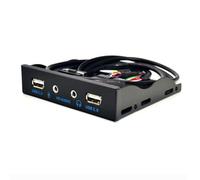 Knoruley 2 Ports USB 2.0 Hub Adaptateur PC Panneau Audio HD Prise Écouteurs 3,5 mm Rack Panneau Noir
