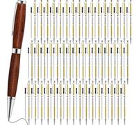 Knoruley 48pcs Kit de Stylo Torsadé en Bois 7mm Kit de Stylo Slim Twist Set de Stylo avec Tour à Bois de Rechange Cuivre DIY Fournitures de Bureau pour la Fabrication de Stylo