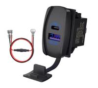 Knoruley Interrupteur à Bascule USB pour Voiture UTV RZR RV Camion Maritime QC 3.0 Double Ports Sortie Chargeur USB PD Étanche PD Chargeur Socket
