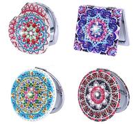 Knoruley Miroir en Verre Miroir Diamant Peinture Portable Grossissant Miroir Pliant pour Femmes Filles