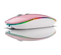 Knoruley Souris sans BT5.1 + 2,4 GHz avec Souris Jiggler, Souris Rechargeable 2,4 G, Déplaceur de Souris pour Ordinateur Compatible USB, Facile à Utiliser, Rose