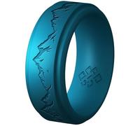 Knot Theory Bague en silicone pour homme - Montagne, vagues, forêt - 8 mm de largeur de bande respirante et confortable, Size 13 ~ 13.5, Silicone, Pas de pierre précieuse