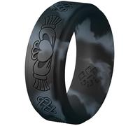 Knot Theory Claddagh Bague en silicone pour homme - 9 mm gravée respirante et confortable en caoutchouc, Size 10 ~ 10.5, Caoutchouc