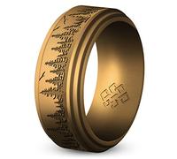 Knot Theory Forest Bague en silicone pour homme - 9 mm gravée respirante et confortable en caoutchouc, 13, Silicone, Pas de pierre précieuse