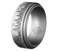 Knot Theory Forest Bague en silicone pour homme - 9 mm gravée respirante et confortable en caoutchouc, 14, Silicone, Pas de pierre précieuse