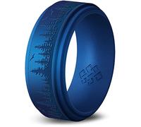 Knot Theory Forest Trees Bague en silicone pour homme - Bleu métallisé Taille 10, respirant et confortable Largeur 9 mm