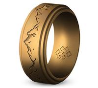Knot Theory Mountain Bague en silicone pour homme - 9 mm gravée respirante et confortable en caoutchouc, 11, Silicone, Pas de pierre précieuse