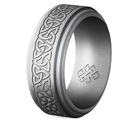 Knot Theory Trinity Bague en silicone pour homme - 9 mm gravée respirante et confortable en caoutchouc, 12, Silicone, Pas de pierre précieuse