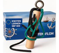 Knoten-Floh Kit d'entraînement à nœuds - Nœuds d'apprentissage pour SBF Lac & permis de conduire de bateau, pompiers et nœuds marins - Planche à nouer avec instructions et tableau à nœuds, idéal pour