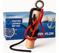 Knoten-Floh Kit d'exercices pour nœuds marins en bois avec taquet et corde, pour permis de conduire de bateau SBF See & SBF, avec tableau à nœuds et instructions (français non garanti)