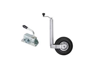 Knott Kit Roue Jockey 48 mm avec Collier de Serrage 150 kg | Acier galvanisé avec roue gonflable 260x85 mm. Idéal pour stabiliser et manœuvrer votre caravane ou remorque de bateau.