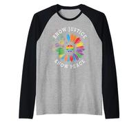 Know Justice Know Peace Sunflower Gay LGBT Pride Month Manche Raglan
