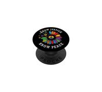 Know Justice Know Peace Sunflower Gay LGBT Pride Month PopSockets PopGrip Adhésif