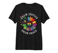 Know Justice Know Peace Sunflower Gay LGBT Pride Month T-Shirt Haut de Gamme