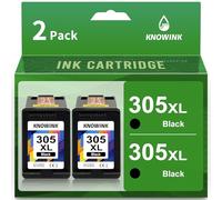 KNOWINK 305 XL Encre Compatible avec Cartouche HP 305 XL Noir d'encre Multipack pour HP DeskJet 2710 2070e 2120 2721 2723 Envy 6010 6020 6022 6032 6020e Imprimante(2-Pack)