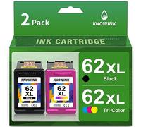 KNOWINK 62 XL Encre Compatible avec Cartouche HP 62 XL Noir et Couleur d'encre Multipack pour HP Envy 5640 5540 7640 OfficeJet 200 5740 Imprimante(2-Pack)
