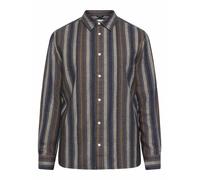 Knowledge Cotton Apparel - Chemise en coton organique - Loose Fit Striped Flannel Shirt Yellow Stripe pour Homme en Coton - Taille S - Marron Marron S