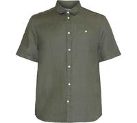 Knowledge Cotton Apparel - Chemise en lin - Regular Linen Short Sleeve Shirt Burned Olive pour Homme en Coton - Taille L - Kaki Kaki L
