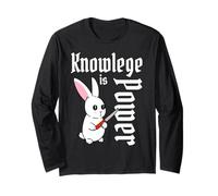 Knowledge is Power Couteau Lapin Mignon Kawaii Cartoon Manche Longue