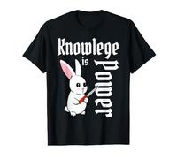 Knowledge is Power Couteau Lapin Mignon Kawaii Cartoon T-Shirt Graphique avec Valeur