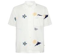 KnowledgeCotton Apparel - Box Fit S/S Shirt Embroidery - Chemise - M - egret