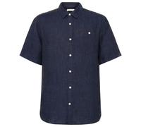 KnowledgeCotton Apparel - Regular Linen S/S Shirt - Chemise - M - yarndyed / total eclipse