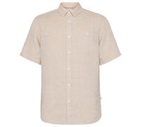Knowledge Cotton Apparel - Chemise en lin respirante - Regular Linen Short Sleeve Shirt Yarndyed - Light Feather Gray pour Homme en Coton - Taille XL Beige XL