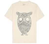 KnowledgeCotton Apparel - Regular Mountain OWL Printed - T-shirt - XL - egret
