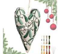 Knowlife Kit De Broderie Débutant Ornement de Noël en Forme de Cœur, Kit Initiation Broderie, Artisanat Complet pour Projet Voyage Décoration Murale Activité de Groupe
