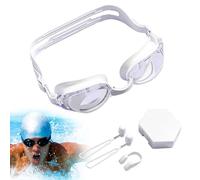 Knowlife Lunettes De Natation - Ensemble Lunettes Anti-Buée avec Pince Nez et Bouchons d'Oreilles pour Natation - Grand de Vision Apprentissage Nage avec Étui Équipement Hommes Plongée Rivière Plage