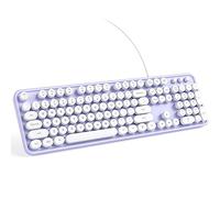 KNOWSQT Clavier filaire pour ordinateur, rétro, coloré, taille standard avec touches rondes. branchement direct, style machine à écrire, compatible Windows, ordinateur portable, PC, violet