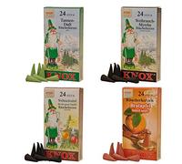 Knox 078750 Lot de 4 Paquets de 24 cônes d'encens Classiques Sapin, myrrhe de Noël, Pomme Cuite, cônes parfumés