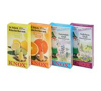 Knox Lot de 4 cônes d'encens - Parfums de printemps - Parfums : citron, orange, lavande, violette - Quantité : 96 - Fabriqué en Allemagne