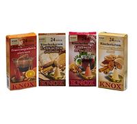 Knox Lot de 4 bougies d'encens en forme de marché de Noël - Avec amande brûlée et vin chaud + vin chaud + vin de préchauffage - Taille M - 96 pièces - Fabriqué en Allemagne