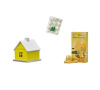 KNOX Porte-encens en métal avec 24 cônes d'encens citron - Motif : jaune - Hauteur : env. 6 x 6 x 6,5 cm - Avec 3 cônes d'encens M comme échantillons du parfum brise marine