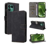 KNOXS Coque Compatible avec Fairphone 6, [RFID Blocking] Style Vintage Antichoc Portefeuille Flip Housse en Cuir PU （Noir）