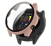 KNOXS Coque Compatible avec Garmin Forerunner 165, PC Bumper Couverture Complètede Dureté 9H étui [Anti-Rayures&Anti-Chocs][HD] Case avec Protection D'écran (Or Rose)