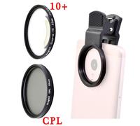 KnPackage X Phone Camera Macro Lens CPL Star,Filtre ND variable pour tous les smartphones 37mm 52mm 55mm 58mm Ligne polaire polarisante ND2-1000 - Type 10X CPL Set-58mm Phone holder